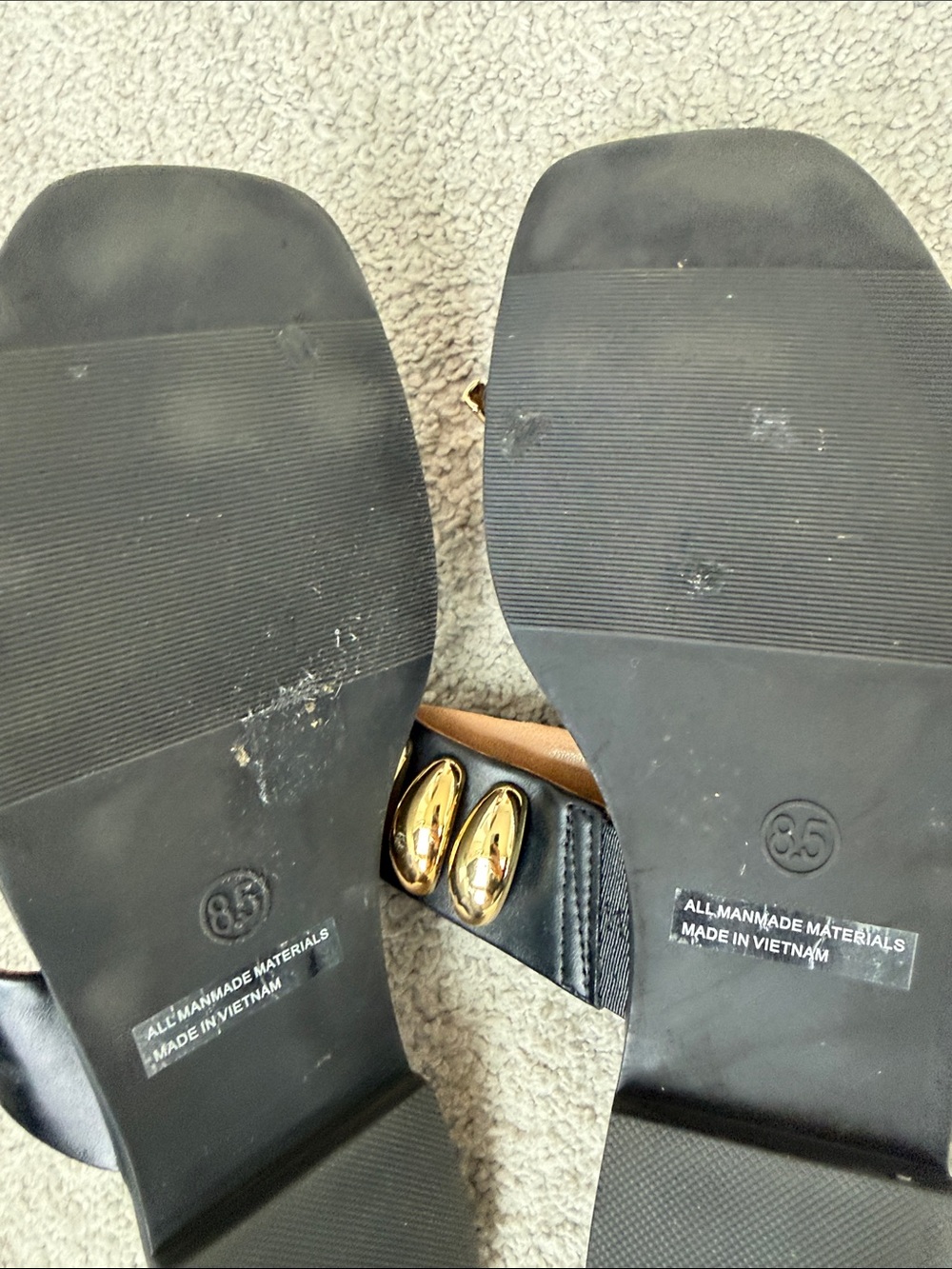 Dolce Vita Black Sandals with Gold Teardrop Accents - Picture 4 of 5